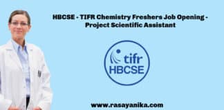 HBCSE - TIFR Chemistry Freshers Job Opening - Project Scientific Assistant