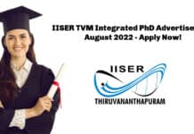 IISER TVM Integrated PhD Advertisement August 2022 - Apply Now!