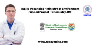 IISERB Vacancies - Ministry of Environment Funded Project - Chemistry JRF