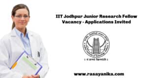 IIT Jodhpur Junior Research Fellow Vacancy - Applications Invited