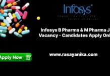 Infosys B Pharma & M Pharma Job Vacancy - Candidates Apply Online