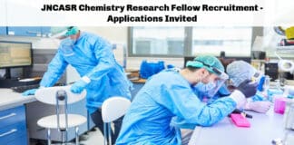 JNCASR Chemistry Research Fellow Recruitment - Applications Invited