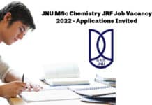 JNU MSc Chemistry JRF Job Vacancy 2022 - Applications Invited