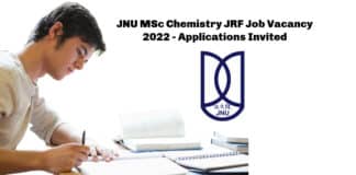 JNU MSc Chemistry JRF Job Vacancy 2022 - Applications Invited