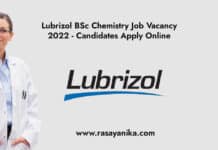 Lubrizol BSc Chemistry Job Vacancy 2022 - Candidates Apply Online