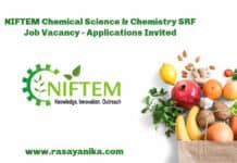 NIFTEM Chemical Science & Chemistry SRF Job Vacancy - Applications Invited