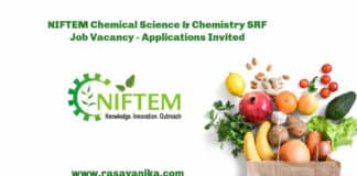 NIFTEM Chemical Science & Chemistry SRF Job Vacancy - Applications Invited