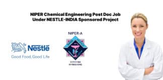 NIPER Chemical Engineering Post Doc Job Under NESTLE-INDIA Sponsored Project