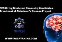 NIPER Hiring Medicinal Chemistry Candidates - Treatment of Alzheimer’s Disease Project