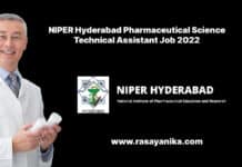 NIPER Hyderabad Pharmaceutical Science Technical Assistant Job 2022