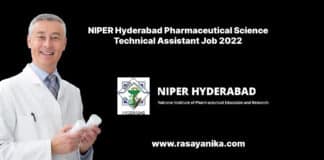 NIPER Hyderabad Pharmaceutical Science Technical Assistant Job 2022