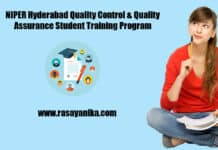 NIPER Hyderabad Quality Control & Quality Assurance Student Training Program