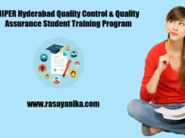 NIPER Hyderabad Quality Control & Quality Assurance Student Training Program