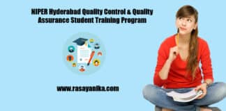 NIPER Hyderabad Quality Control & Quality Assurance Student Training Program