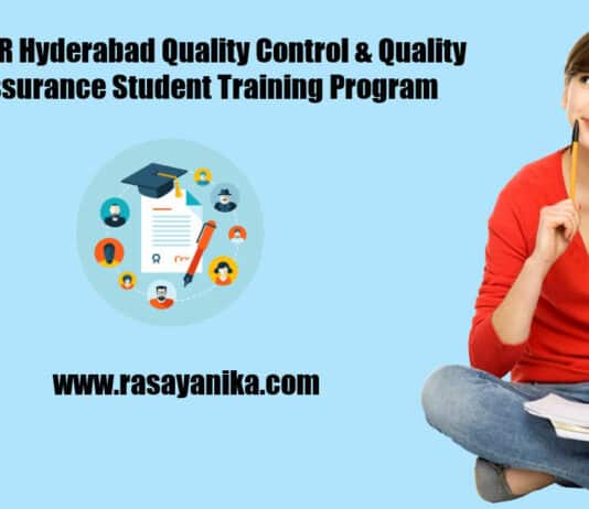 NIPER Hyderabad Quality Control & Quality Assurance Student Training Program