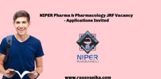 NIPER Pharma & Pharmacology JRF Vacancy - Applications Invited