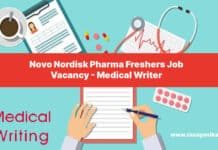 Novo Nordisk Pharma Freshers Job Vacancy - Medical Writer