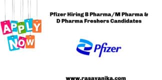 Pfizer Hiring B Pharma/M Pharma & D Pharma Freshers Candidates - Apply Online