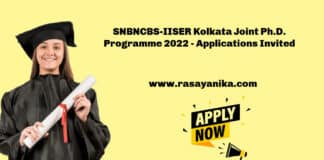 SNBNCBS-IISER Kolkata Joint Ph.D. Programme 2022 - Applications Invited