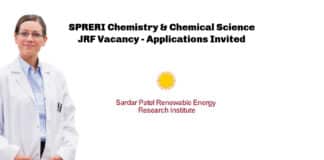 SPRERI Chemistry & Chemical Science JRF Vacancy - Applications Invited