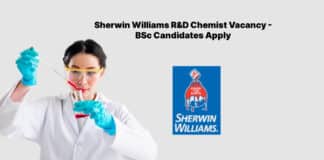 Sherwin Williams R&D Chemist Vacancy - BSc Candidates Apply