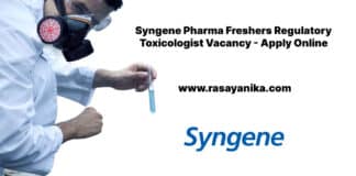 Syngene Pharma Freshers Regulatory Toxicologist Vacancy - Apply Online