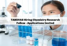 TANUVAS Hiring Chemistry Research Fellow - Applications Invited