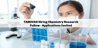 TANUVAS Hiring Chemistry Research Fellow - Applications Invited