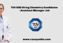 TUV SUD Hiring Chemistry Candidates - Assistant Manager Job