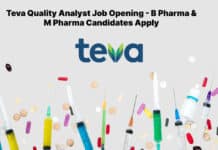 Teva Quality Analyst Job Opening - B Pharma & M Pharma Apply