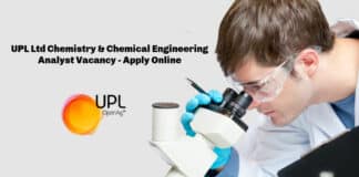 UPL Ltd Chemistry & Chemical Engineering Analyst Vacancy - Apply Online