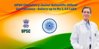 UPSC Chemistry Junior Scientific Officer Job Vacancy - Salary up to Rs 1.42 Lakh