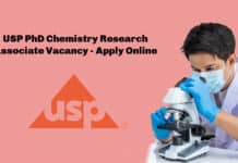 USP PhD Chemistry Research Associate Vacancy - Apply Online