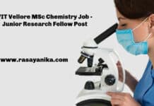 VIT Vellore MSc Chemistry Job - Junior Research Fellow Post