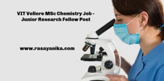 VIT Vellore MSc Chemistry Job - Junior Research Fellow Post
