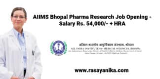 AIIMS Bhopal Pharma Research Job Opening - Salary Rs. 54,000/- + HRA