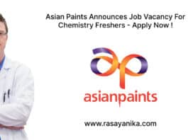 Asian Paints Announces Job Vacancy For Chemistry Freshers - Apply Now !