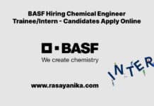 BASF Hiring Chemical Engineer Trainee/Intern - Candidates Apply Online