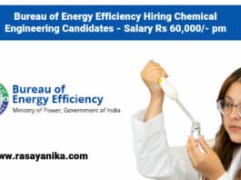 Govt BEE Hiring Chemical Engineering Candidates - Salary Rs 60,000/- pm