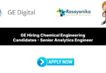 GE Hiring Chemical Engineering Candidates - Senior Analytics Engineer