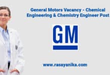 General Motors Vacancy - Chemical Engineering & Chemistry Engineer Post