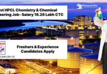 Govt HPCL Chemistry & Chemical Engineering Job - Freshers & Experience Apply - Salary 16.26 Lakh CTC