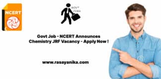 Govt Job - NCERT Announces Chemistry JRF Vacancy - Apply Now !