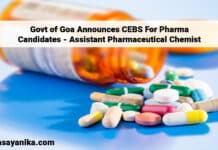 Govt of Goa Announces CEBS For Pharma Candidates - Assistant Pharmaceutical Chemist