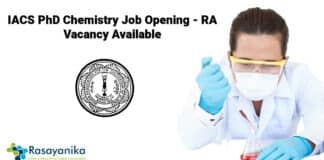 IACS PhD Chemistry Job