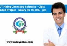 ICT Hiring Chemistry Scientist - Cipla Funded Project - Salary Rs 75,000/- pm