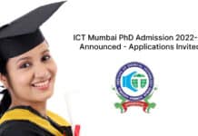 ICT Mumbai PhD Admission 2022-23 Announced - Applications Invited