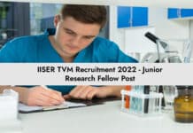 IISER TVM Recruitment 2022 - Junior Research Fellow Post