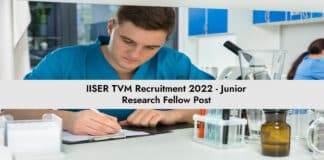 IISER TVM Recruitment 2022 - Junior Research Fellow Post