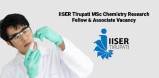 IISER Tirupati MSc Chemistry Research Fellow & Associate Vacancy